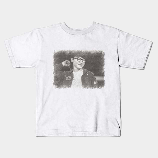 Faker Smile (Sketch) Kids T-Shirt by ILOVELEAGUE